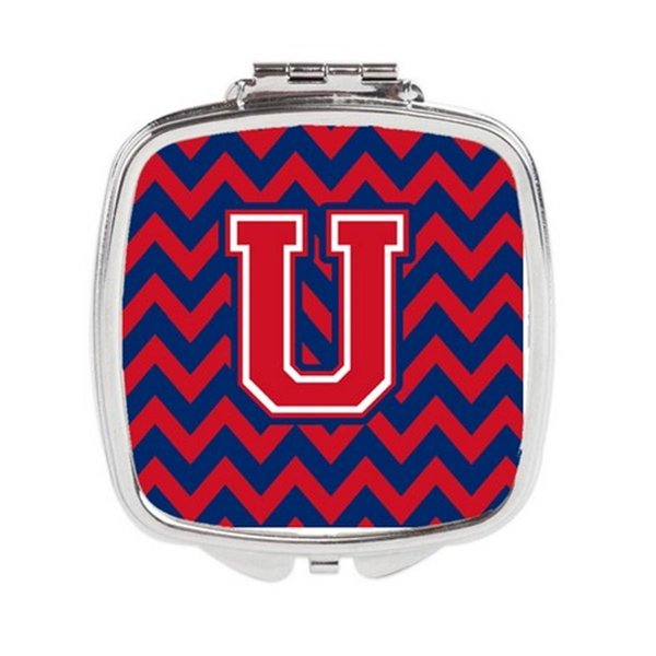 Carolines Treasures Letter U Chevron Yale Blue and Crimson Compact Mirror CJ1054-USCM